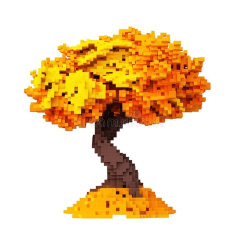 Fundo De Digitas Pixelated Autumn Tree Isolated On White Ilustração