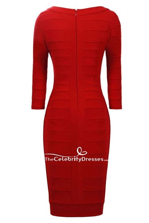 Paulina Gretzky Sexy Red Bandage Club Dress With Sleeves