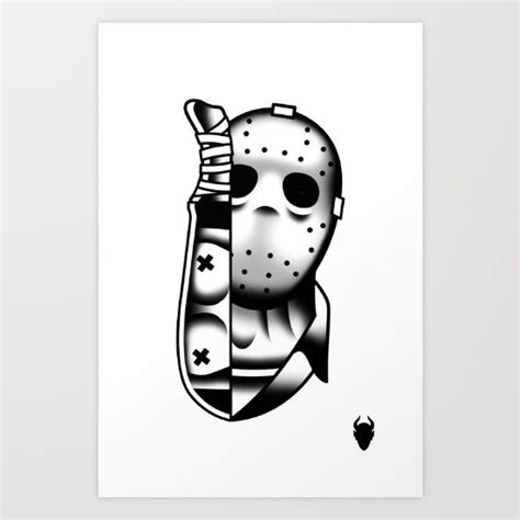 Halloween Jason Tattoo Flash Art Print Tattoo Design Drawings Tattoo