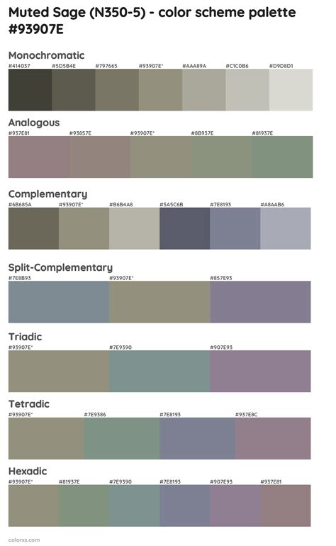 Behr Muted Sage N350 5 Paint Coordinating Colors And Palettes