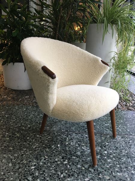 1950s Danish Mid Century Modern Beige Wool Armchair Vinterior