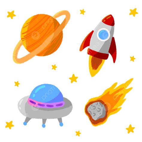 Lindo Espacio Exterior Ovni Planeta Cohete Dibujos Animados Png