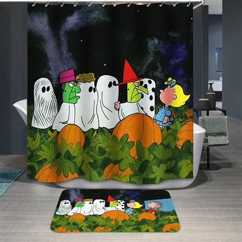 Scary palm of hand behind shower curtain background. Halloween Great Pumpkin Charlie Brown Peanuts Custom ...
