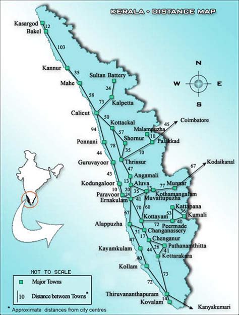 Map of kerala (india), satellite view. Kerala Road Map with distances between the main cities of Kerala, Kerala Map with Distance