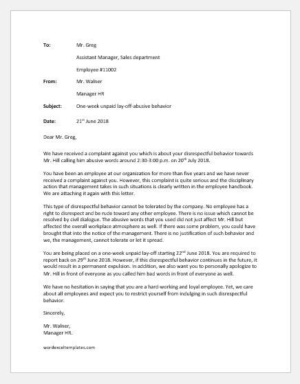 Sample Warning Letter To Employee For Disrespectful Collection Letter