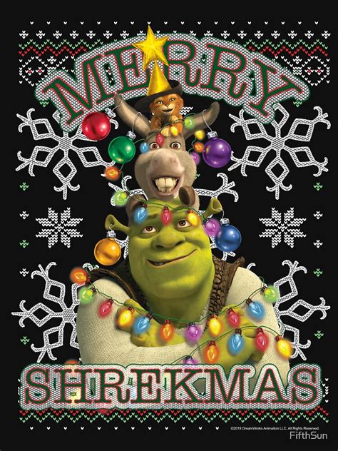Shrek Merry Shrekmas Christmas Themed Portrait Lightweight Hoodie By