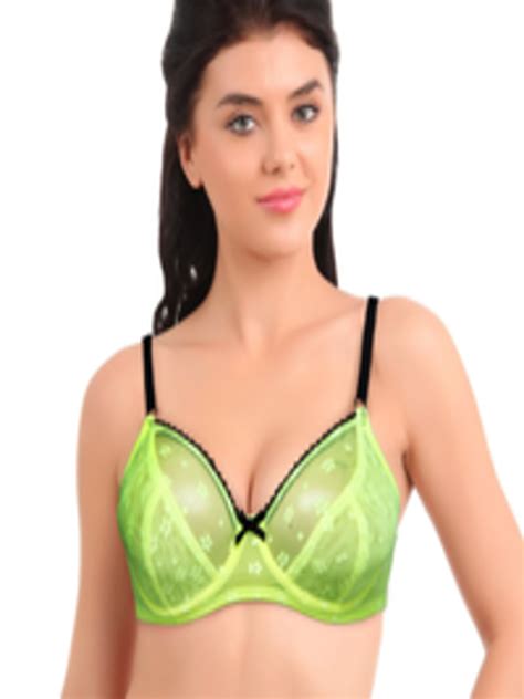 Buy Clovia Neon Green Underwired Bra Br V Bra For Women