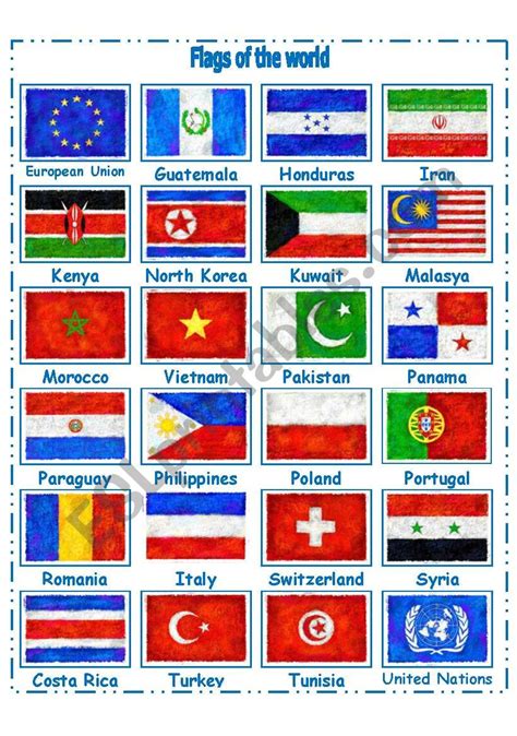 Flags Of The World Part 3 Esl Worksheet By La Luna