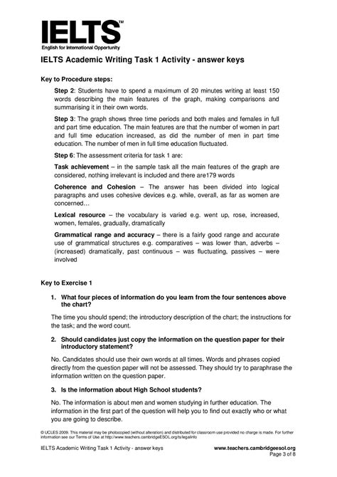 Ielts Academic Writing Task 1 Activity Answer Keys Page 1 Ielts