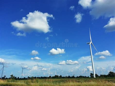 Wind Turbine Farm And Blue Sky Stock Photo Image Of Turbine Blue