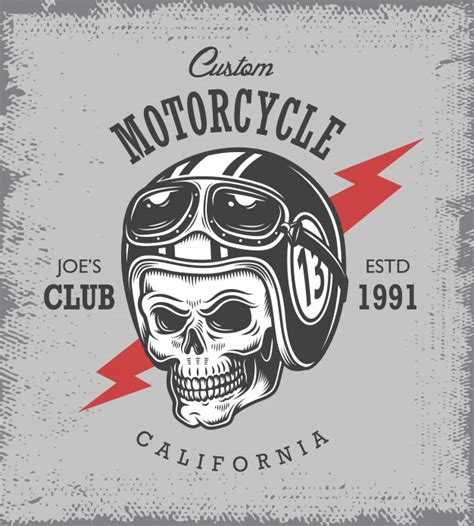 Free Vector | Vintage motorcycle print with skull in ...