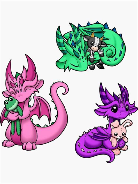 Dragons With Plushies Sticker Pack 1 Sticker By Rebecca Golins In 2021