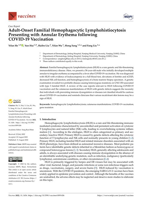 Pdf Adult Onset Familial Hemophagocytic Lymphohistiocytosis