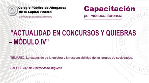 Videoconferencia Actualidad En Concursos Y Quiebras Módulo Iv