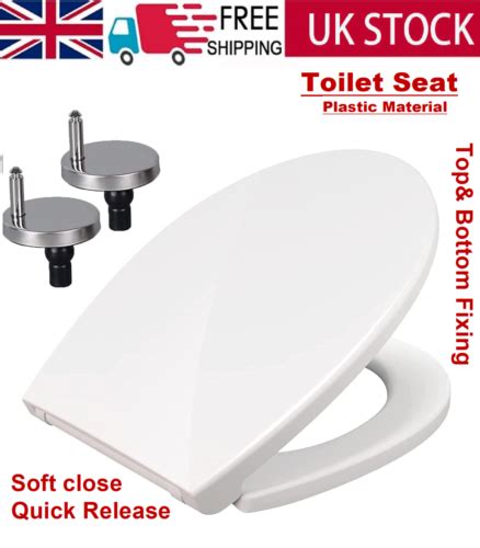 Soft Close Toilet Seat Cover White Plastic Oval Quick Release Top