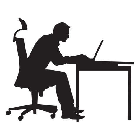 Man Sitting At Computer Desk Silhouette Png And Svg Design For T Shirts