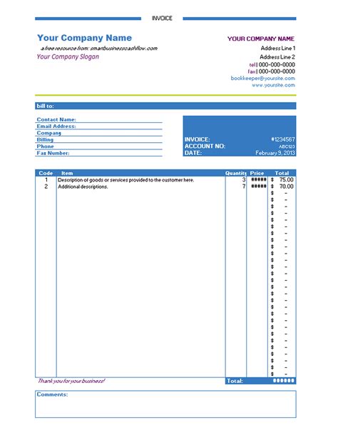 Invoice Template Uk Excel Invoice Example