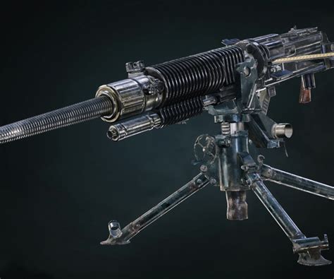 Artstation Type 92 Heavy Machine Gun Game Ready Game Assets