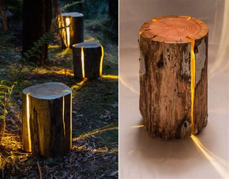 Cracked Logs Transformed Into Beautifully Illuminated Lamps