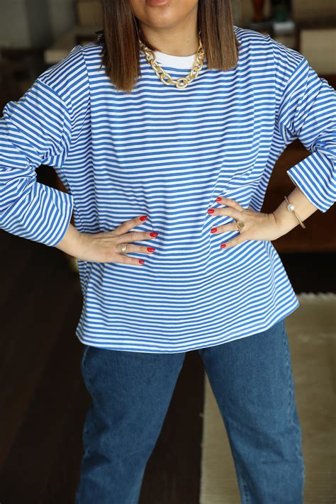 Çizgili Uzun Kollu Tişört - Kadın - Üst Giyim - T-Shirt