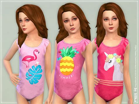 Lillkas Swimsuit For Girls 03 Kids Swimwear Sims 4 Children Kid