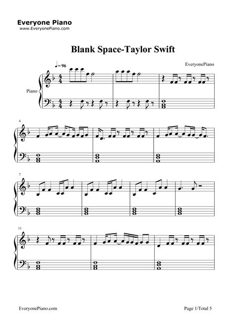 Blank Space Taylor Swift Stave Preview