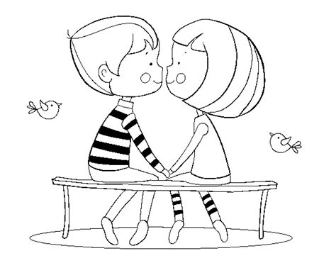 Joven pareja de enamorados besandose novio y novia en vestido de novia foto gratis. Dibujo de Jóvenes enamorados para Colorear - Dibujos.net