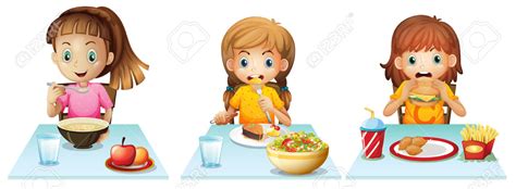 Burrito bowl for lunch can be made using rice and. Girl Eating Breakfast Clipart - 101 Clip Art