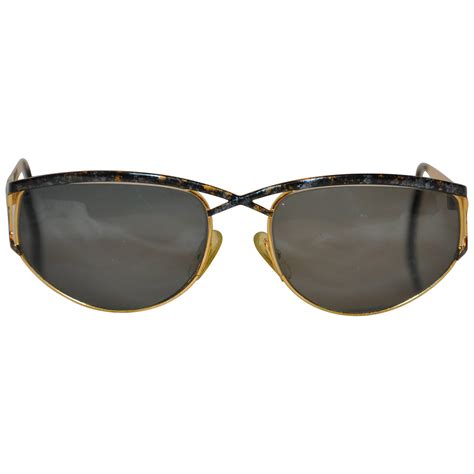 Laura Biagiotti Black And Silver Marbled Vintage Sunglasses For Sale At