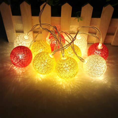 10leds Holiday Lights 35cm Cotton Ball Led Light String Fairy Garland