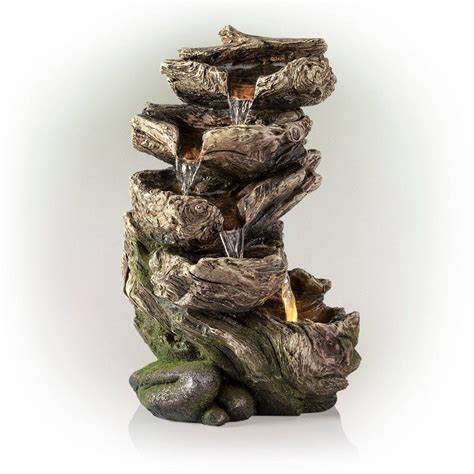 Alpine 11 Rainforest Five Tier Cascading Fountain With Led Light Gray