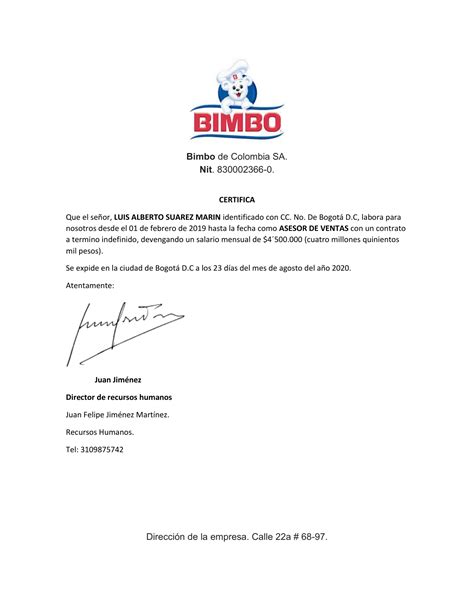 Certificado Laboral