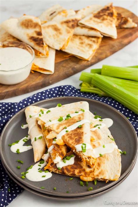 Serve with buffalo sauce, ranch dressing, or sour cream. Buffalo Chicken Quesadilla Recipe - easy buffalo chicken quesadilla