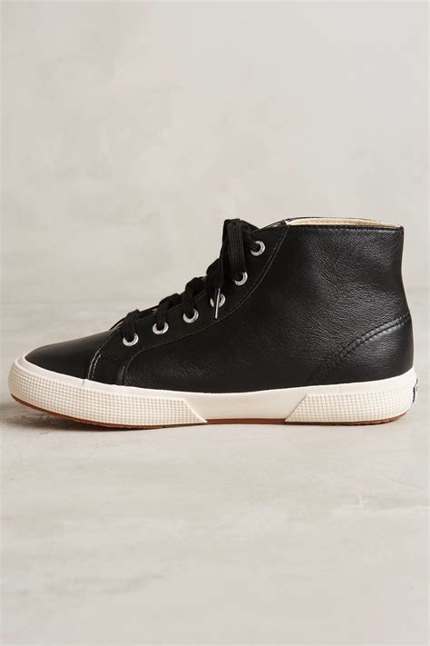 Lyst Superga Leather High Top Sneakers In Black
