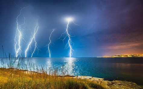 2560x1080px Free Download Hd Wallpaper Lightning Above Body Of