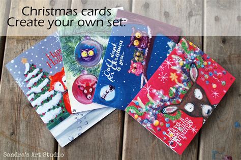 Make Your Own Christmas Cards Set Woodland By Sandraartstudio