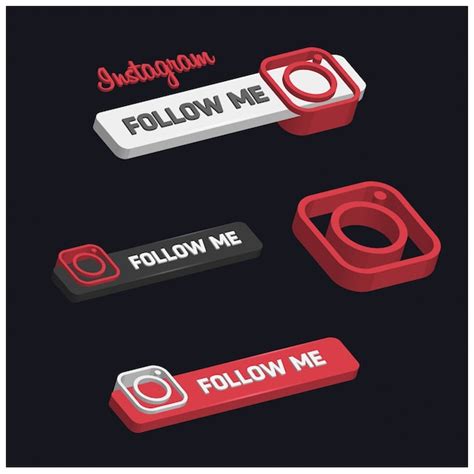 3d Instagram Follow Me Buttons Vector Free Download