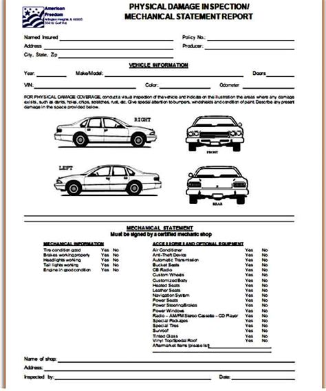 Vehicle Inspection Form Sample Mous Syusa