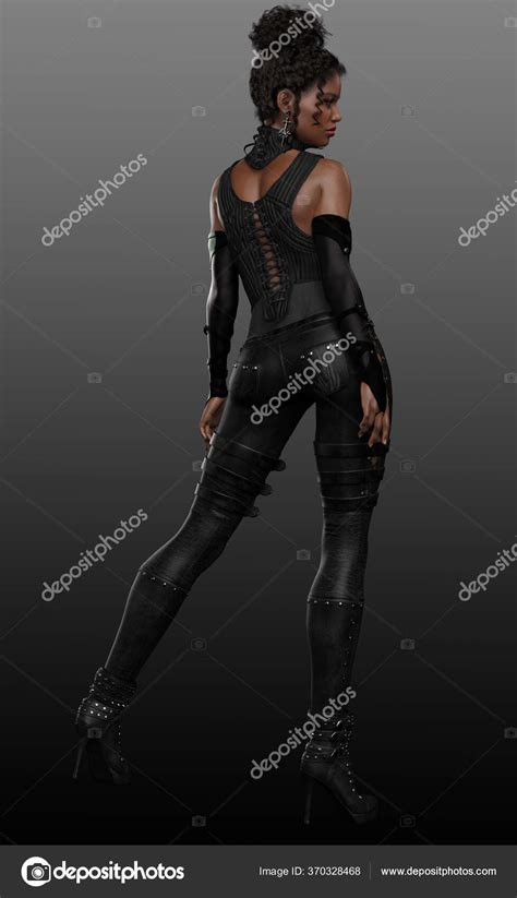 Urban Fantasy Black Leather Poc Warrior Assassin Woman Stock Photo By Ravven