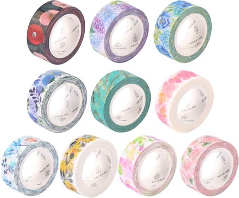 Exceart 10 Unidades De Cinta Adhesiva Decorativa Washi Floral Colorido