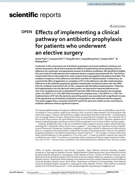 Pdf Effects Of Implementing A Clinical Pathway On Antibiotic