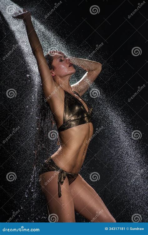 Woman Under Rain Stock Image Image Of Brown Drop Beauty 34317181