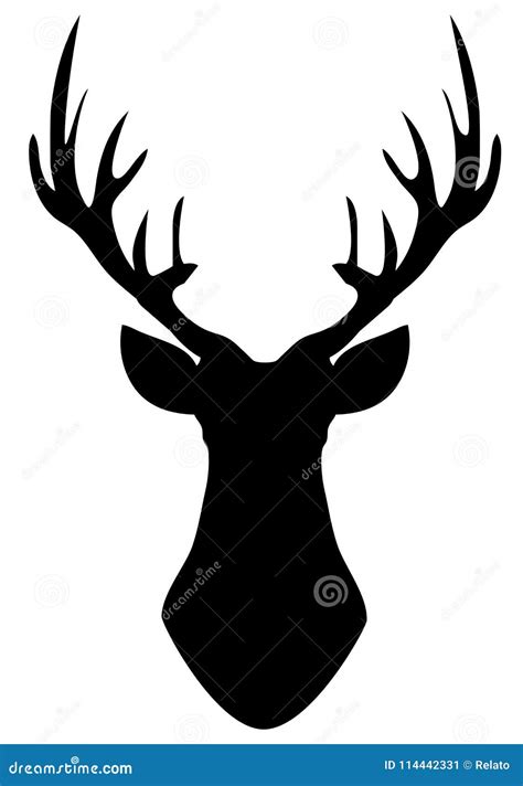 Vector Deer Head Silhouette Isolated On White Stock Vector