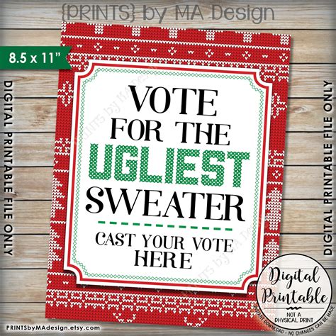 Ugly Christmas Sweater Voting Sign And Ballots Ugly Sweater Etsy Canada