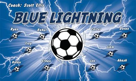 Blue Lightning Digitally Printed Vinyl Soccer Sports Team Banner Made