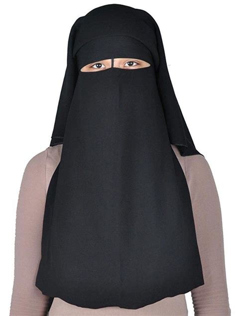 Long Saudi Niqab Nikab 3 Layers Burqa Hijab Face Cover Veil Islam Islamic Jilbab Black Hijab