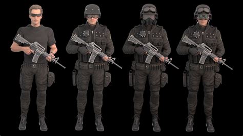 Male Swat Officer Rigged D Turbosquid