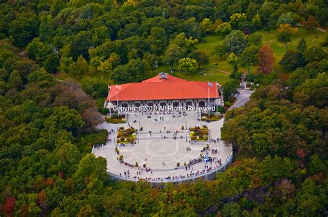 Aerial view of Downtown Montreal Aerial view of Chalet Du Mont Royal ...