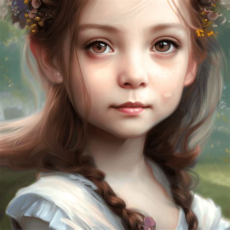 Tiny Girl With Big Brown Eyes · Creative Fabrica