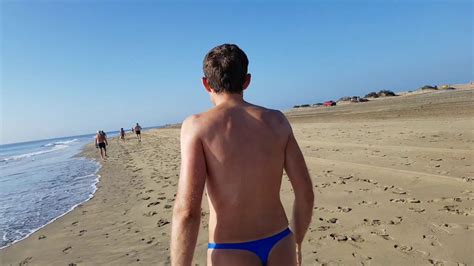 Beach Thong Man Gran Canaria Playa Del Ingles Mann Im Stringtanga